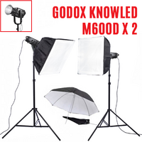 Godox KnowLED m600D x 2 Video Lights Kit 740W COB LED 5600K lights with bowens mount. Crazy 1480W in total power.