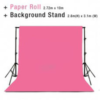 Background Backdrop Stand 2.8m (H) x 3.1 (W) + Hot Pink Photography Paper Roll Backdrop 2.72m x 10m