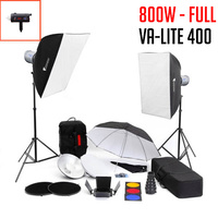 PhotoDynamic VA-Lite 400 x 2 Flash Kit FULL 800w Flash Monoblock Lighting Kit 