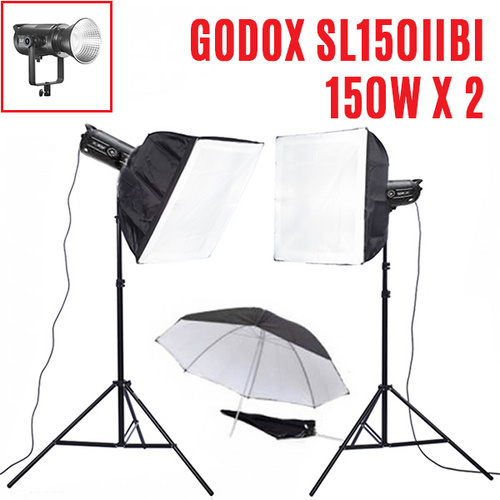 Godox SL150bi x 2 Video Lights Kit 100W COB LED Bi-colour lights with bowens mount (2800k - 6500K)