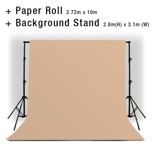 Background Backdrop Stand  (H) x  (W) + Beige Photography Paper Roll  Backdrop  x 10m