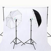  1250W Umbrella Lighting Kit 1250W and 1 x Muslin backdrop and stand