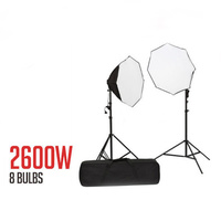 8 Bulb 2800W Continuous Octagon Soft Box Pack 