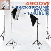 7 Head x 7 Bulbs Soft Box Lighting Kit 5950W Full + Background Stand + 1 Backdrop