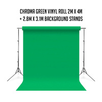 2m x 4m Vinyl Backdrop Roll Plus Background Stand Kit - Chroma Key Green