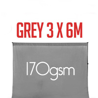 Photo Background 100% Cotton Muslin 3m x 6m Seamless Grey Pro range thick 170g pm2