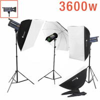 3600W Digital Studio Strobe Kit LITE CM-1200 x 3 Flash 