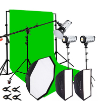 Powerful Full Studio Chroma Green Screen Kit Lights for Photo Video Jinbei EF200 