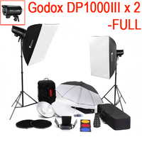 Godox DP1000III x 2 Flash Lights Kit package - FULL accessories set for Camera High Powered Flash Photography 1000ws Heads