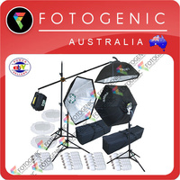 6120W Linco Flora 6-Head Hexagon Softboxes x 3 Boom Package