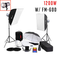 1200W Flash Photo Studio Lighting Kit - 600ws x 2 Bowens S Mount type Menikl FM-600