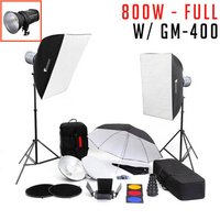 GM-400 x 2 800W Full Remote Flash Light Trigger Lighting Kit