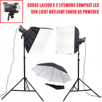 Godox Litemons LA150D x 2 Video Lights Kit 150W COB LED 5600K lights with bowens mount.