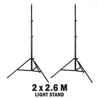 2 x Studio Photographic Lighting Stand Kit - 2.6m
