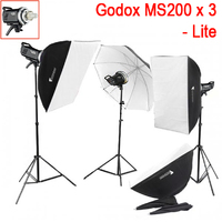 Godox MS200 x 3 Photo Flash Compact - LITE Package