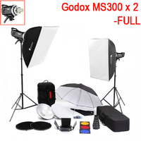 Godox MS300 x 2 Package Photo Studio Lighting Set - FULL 600ws flash strobes kit