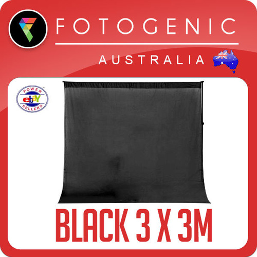 Photo Background 100% Cotton Muslin 3M X 3M 170gsm Seamless BLACK