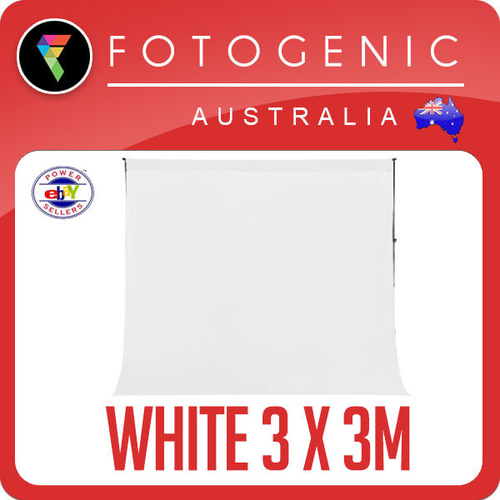 Photo Background 100% Cotton Muslin 3M X 3M 170gsm Seamless WHITE