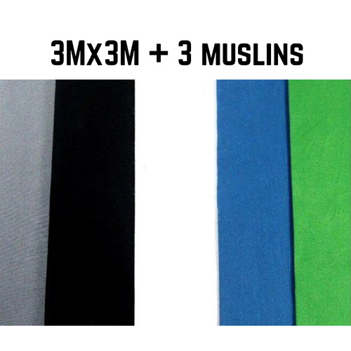 Photo Background Muslin (3m x 3m) 100% Cotton x 3