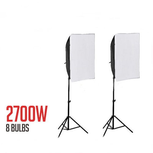 4 Head Continuous Rectangle Soft Box Twin Kit 3400W