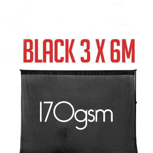 Photo Background 100% Cotton Muslin 3m x 6m Seamless Black Pro range thick 170g pm2