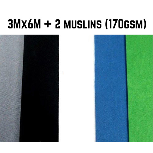 Photo Background Muslin 170gsm (3m x 6m) 100% Cotton x 2