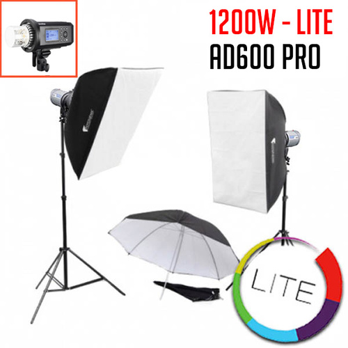 2 x Godox AD600 Pro Studio Monoblock Flash Kit LITE AD600PRO 2 Lights Package