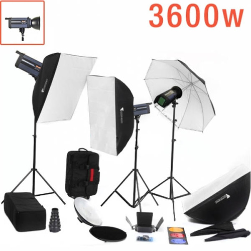 3600W Digital Studio Strobe POWER Kit CM-1200 x 3 Full Kit