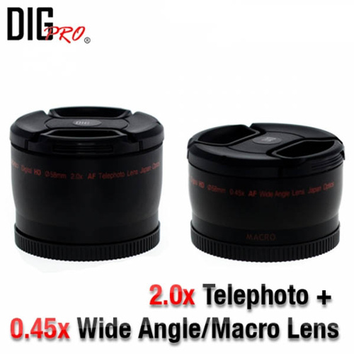 DIGPRO 58mm Lens Converter Kit (Telephoto + Macro + Wide)