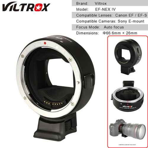 Viltrox EF-NEX IV Auto Focus Lens Adapter for Canon EF-Mount Lens to Sony E-mount Camera
