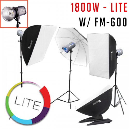 1800w 3 x FM-600 Studio Strobe Flash Kit LITE