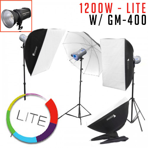 GM-400 x 3 1200w Studio Flash Strobe Kit LITE