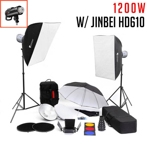 1200W Jinbei HD610 x2 Professional Flash Kit FULL