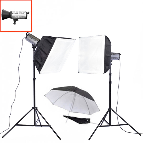 NiceFoto LED-1500BIII 2 x 150w Sun Light Kit with soft boxes and umbrellas