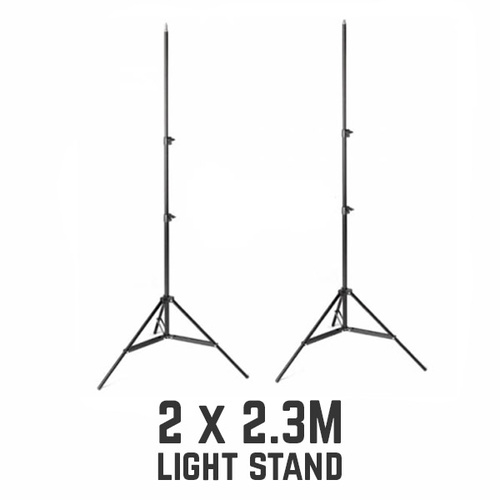2 x Studio Lighting Stand Kit - 2.3m Photo Light Stand