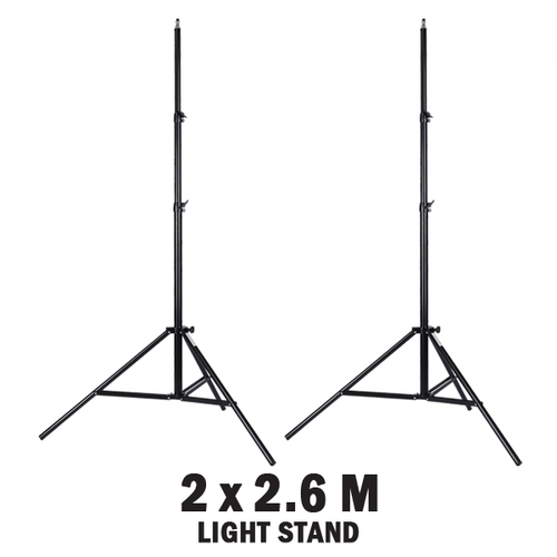 2 x Studio Photographic Lighting Stand Kit - 2.6m