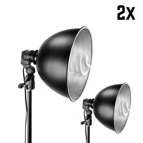 2 Pack x 85W 11" (28cm) Reflector Head with 130cm Light Stand 