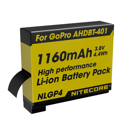 Nitecore Battery NLGP4 For GoPro Hero 3 3+ Hero 4 1180mAh Suitble for Nitecore Lamps
