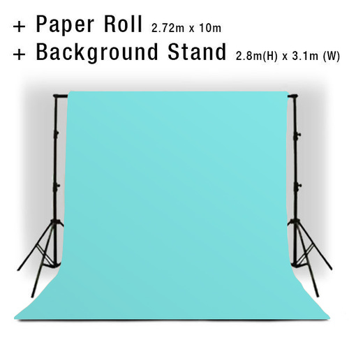 Background Backdrop Stand 2.8m (H) x 3.1 (W) + Brisk Blue Photography Paper Roll Backdrop 2.72m x 10m