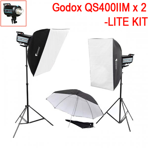 Godox QS400IIM x 2 Photo Flash Lighting Kit - LITE Home studio of office flash lights