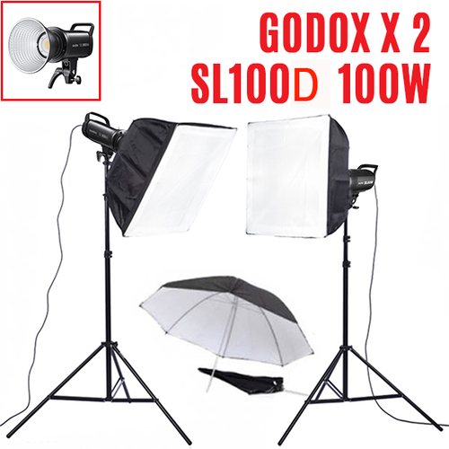 Godox  x 2 Video Lights Kit 100W COB LED 5600K lights with bowens mount.
