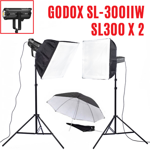 Godox SL300IIW 300W Daylight 5600K LED Video Photo Light Ac Powered x 2 Lights Set