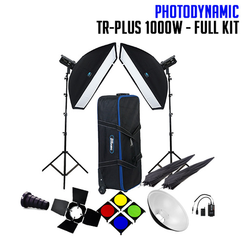 PhotoDynamic TR-Plus 1000W x 2 Studio Lighting Kit - FULL